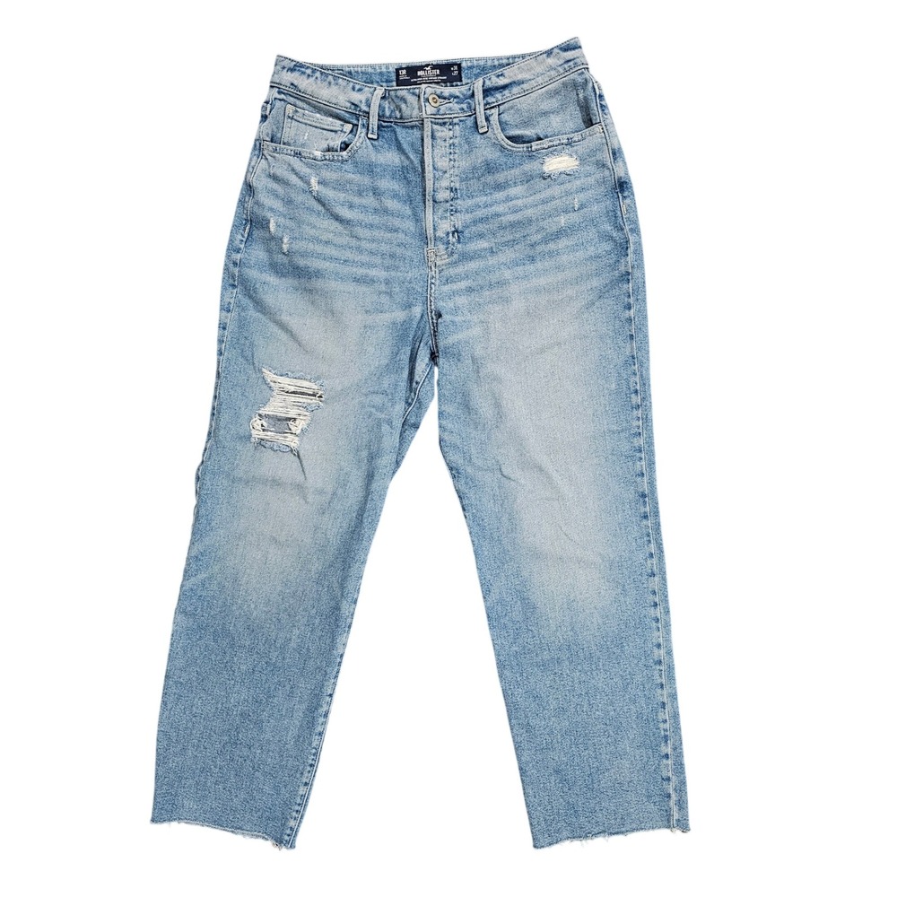 Hollister Ultra High-Rise Vintage Straight Womens 13R Blue Distressed Jeans